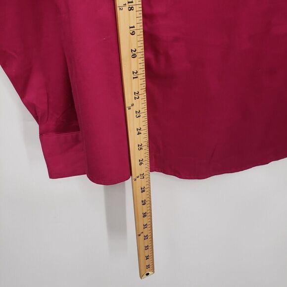 Lane Bryant 18 Purple Button Up Blouse Womens Plus Cotton Blend Stretch Top - Picture 8 of 10